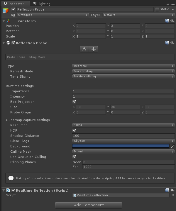 Image showing my reflection probe settings